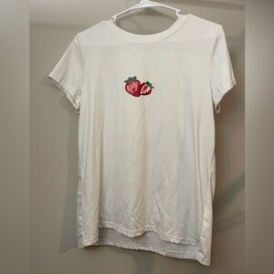 White T-Shirt with Strawberry Design